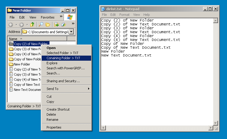 DirTXT - Screencap - Right-click and get your directory contents as text